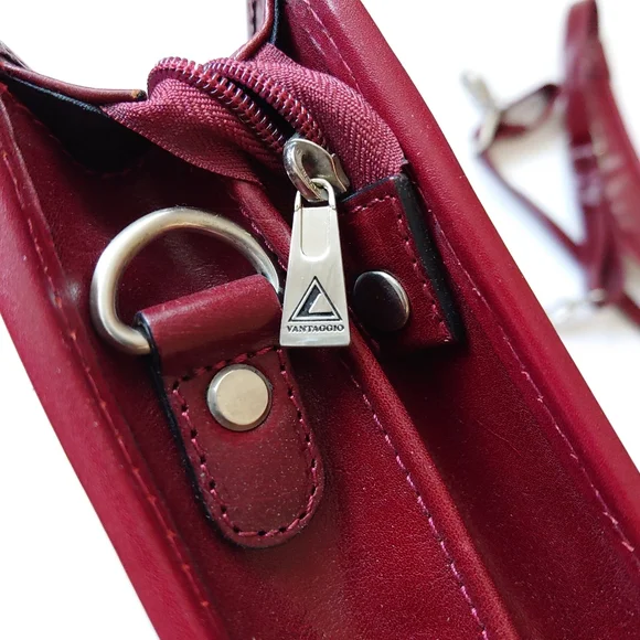 Vantaggio Italian Leather Laptop Briefcase Red RARE 16.5 x 11.5 x 5 RTL $490